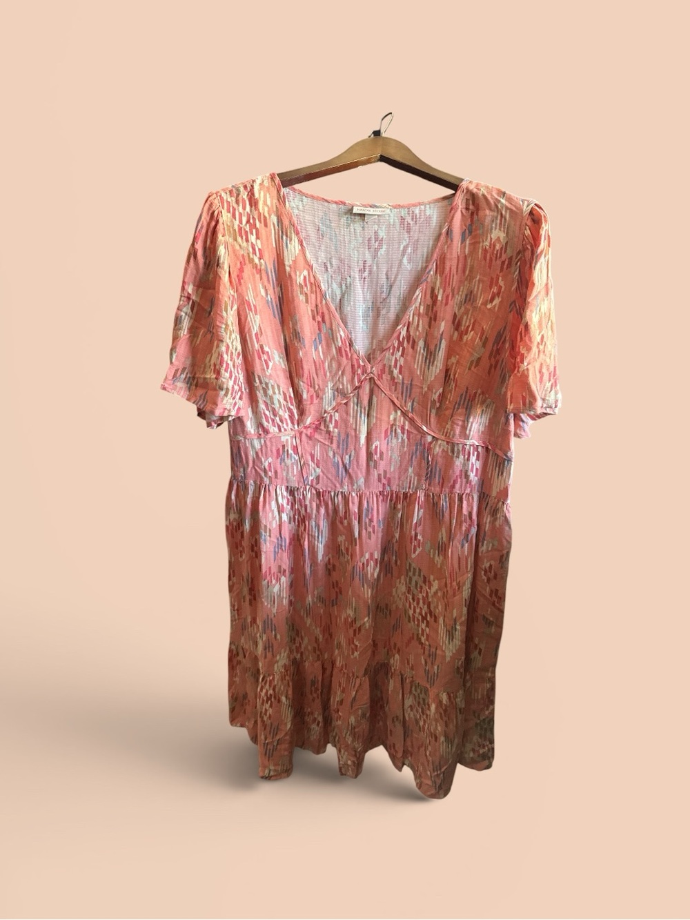 Knox Rose Coral Pink Abstract Print Summer Dress Short Sleeve Women’s Size XXL